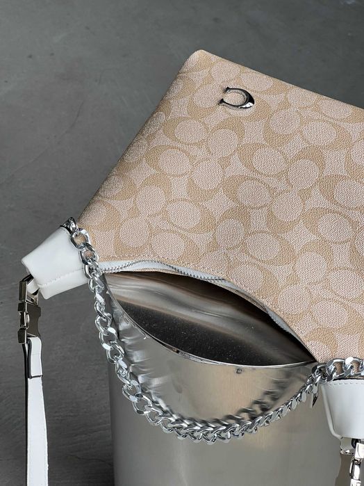 Женская сумка Coach Juliet Shoulder через плече Коуч багет коричневый