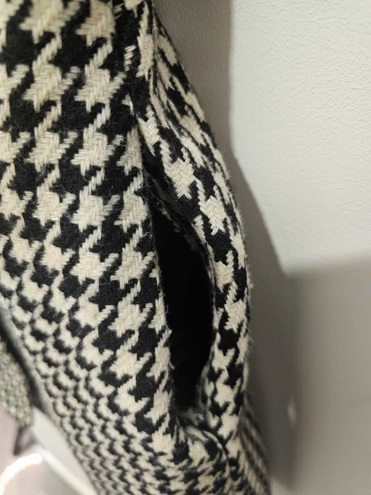 Stylowy Płaszcz Breal w pepitkę Wełna Nylon Akryl