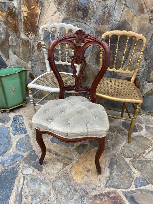 Cadeirão Bergére Antigo Madeira exótica 93 cm