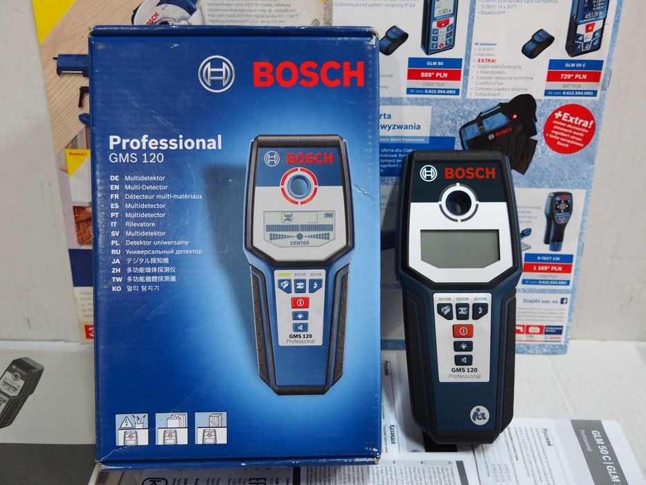 Wykrywacz metali BOSCH GMS 120 detektor kabli zbrojenia drewno plastik