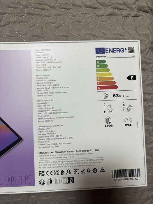 Новий планшет Crelander W30 12/128 GB, сірий, рожевий, блакитний