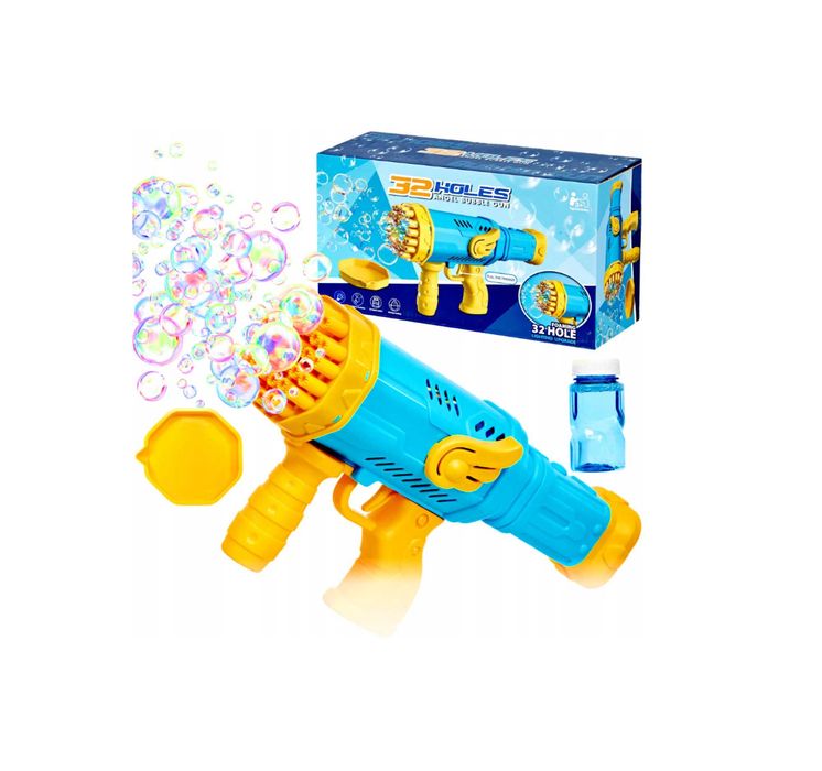 PISTOLET do baniek Mydlanych AUTOMAT generator oświetlenie LED + PŁYN