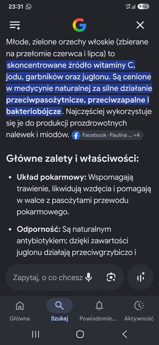 prezent zdrowie z zielonego orzecha