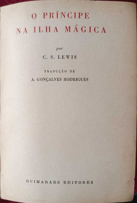 O Príncipe na Ilha Mágica, livro, C.S.Lewis, edição  portuguesa, 1961