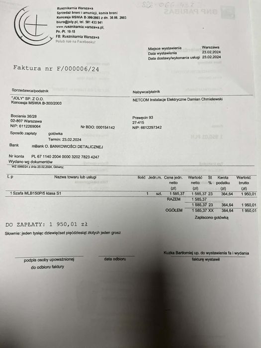 Szafa na 5 szt. Broni długiej Arsenał