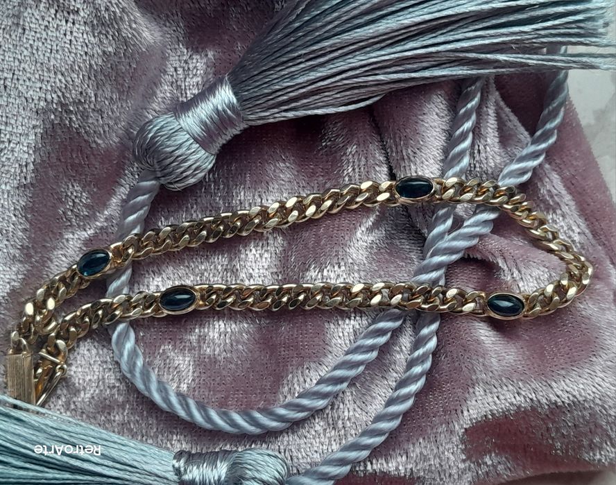 Retro Bransoletka  8.3g Złoto 585 Szafiry Nat. WYCENA