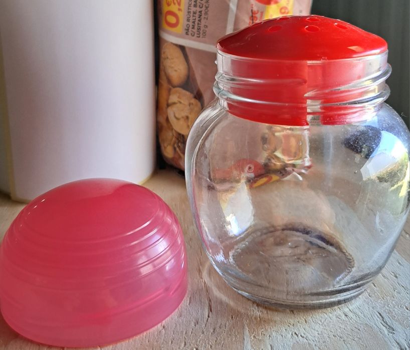 Frasco vidro saleiro com tampa