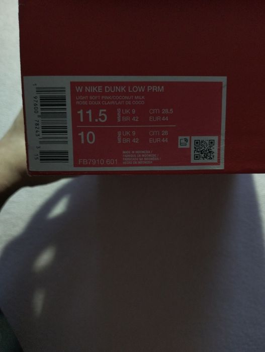 Nike Dunk Low PRM Premium Light Soft Pink Coconut Milk R. 44 (28 cm)