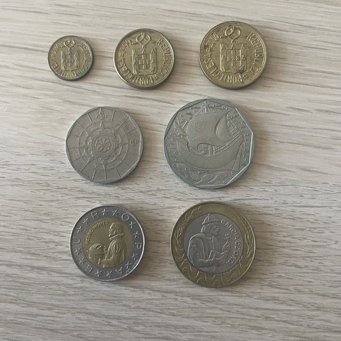 Escudos da República Portuguesa - Conjunto das 7 Moedas antes do Euro