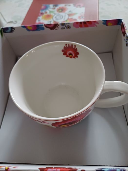 Łowicz piękna filiżanka XXL