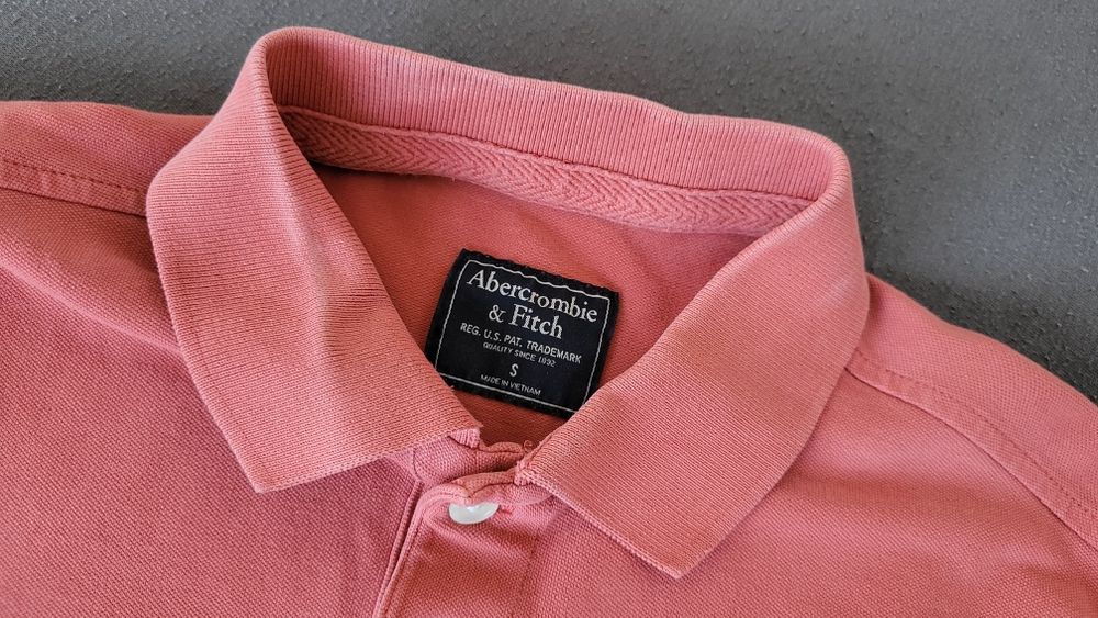 Koszulka Polo męska Abercrombie & Fitch S M koral róż