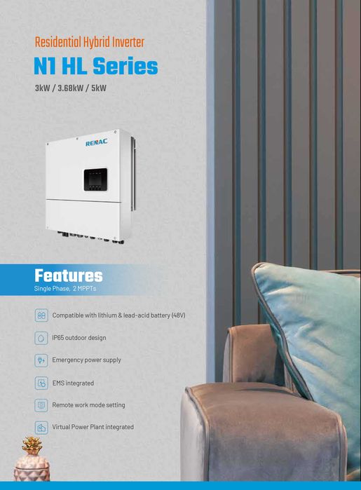 Inversor Fotovoltaico Híbrido ESC3680 Single Phase 3,68Kw – RENAC