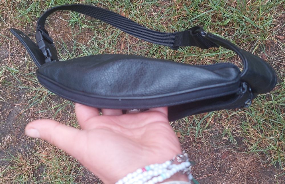 Męska bądź unisex nerka saszetka biodrówka Czarna z prawdziwej skóry