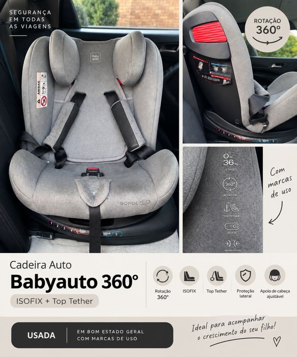 Cadeira Auto Babyauto 360º – ISOFIX + Top Tether