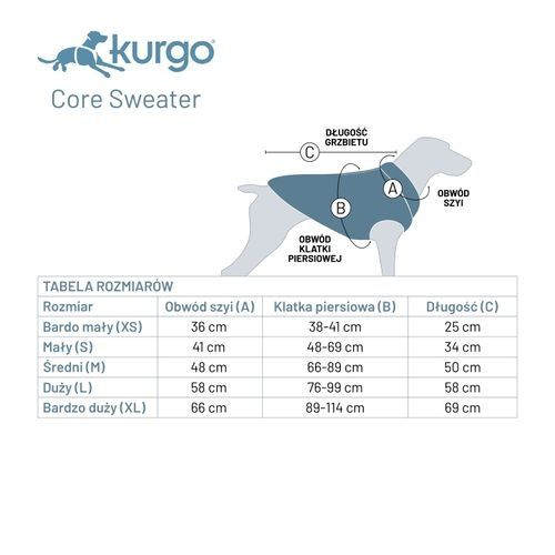Kurgo K9 Core Sweater Blue sweter dla psa odblaski r L