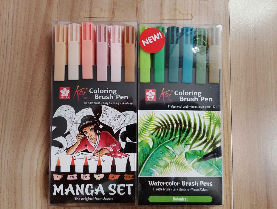 2 zestawy Koi Coloring Brush Pen (Botanical i Manga)