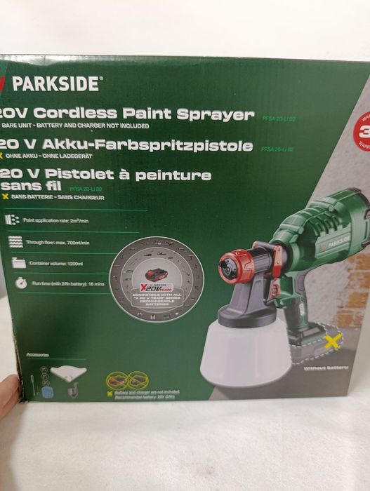 Краскопульт, фарбопульт акб, Parkside PFSA 20-Li B2, Акумулятрн паркса