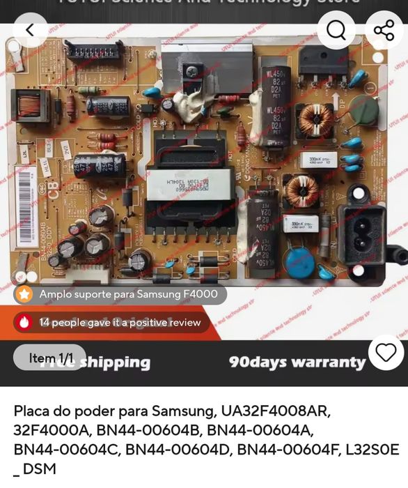 Placa de alimentação de tv