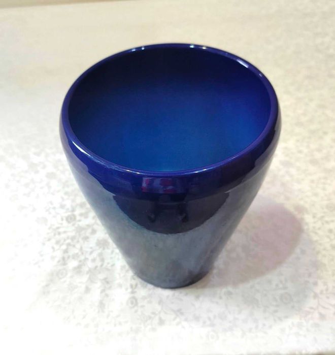 Osłonka ceramiczna na kwiaty storczyk granatowa