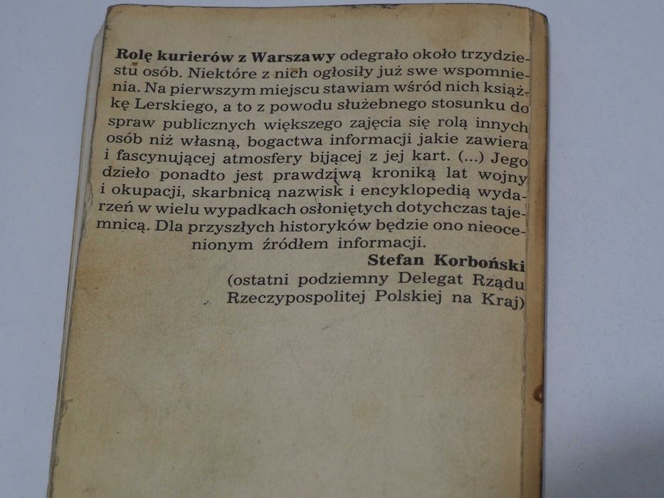 Jerzy Lerski Emisariusz Jur 1989r ksiazka