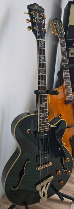 Gitara elektro-akustyczna.Washburn Memphis J-8 Black. Hollowbody-przetworniki P-90. Jazz+Blues+Rockabilly. Rarytas kolekcjonerski-okazja