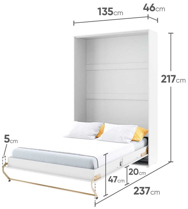 Półkotapczan pionowy CP-02 łóżko chowane zamykane w szafie 120x200