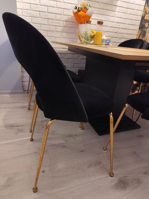## 8x krzesła welurowe czarne w stylu Glamour SAME KRZESŁA ##