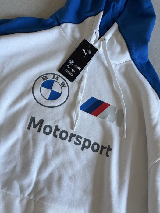 Puma BMW M Motorsport Bluza z Kapturem Biała Niebieska XL Nowa