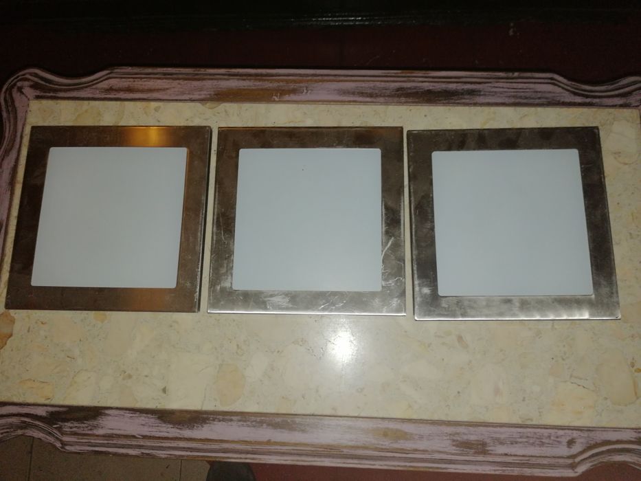 Candeeiros tecto em inox e vidro fosco