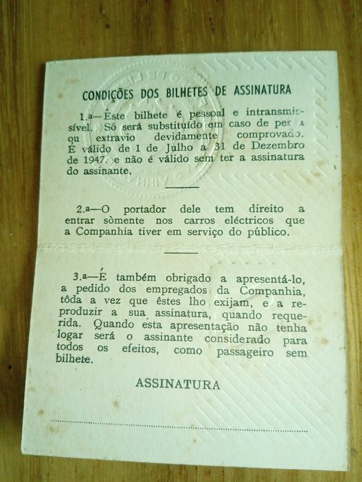 Carris, passe / assinatura 1947