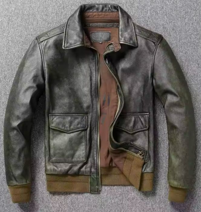 Męska kurtka skórzana skóra naturalna vintage klasyk bomber ramoneska
