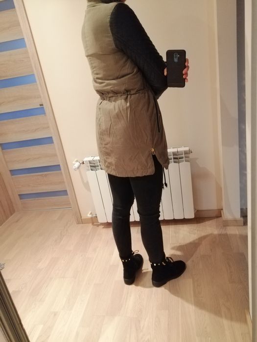 Płaszcz damski khaki z kapturem