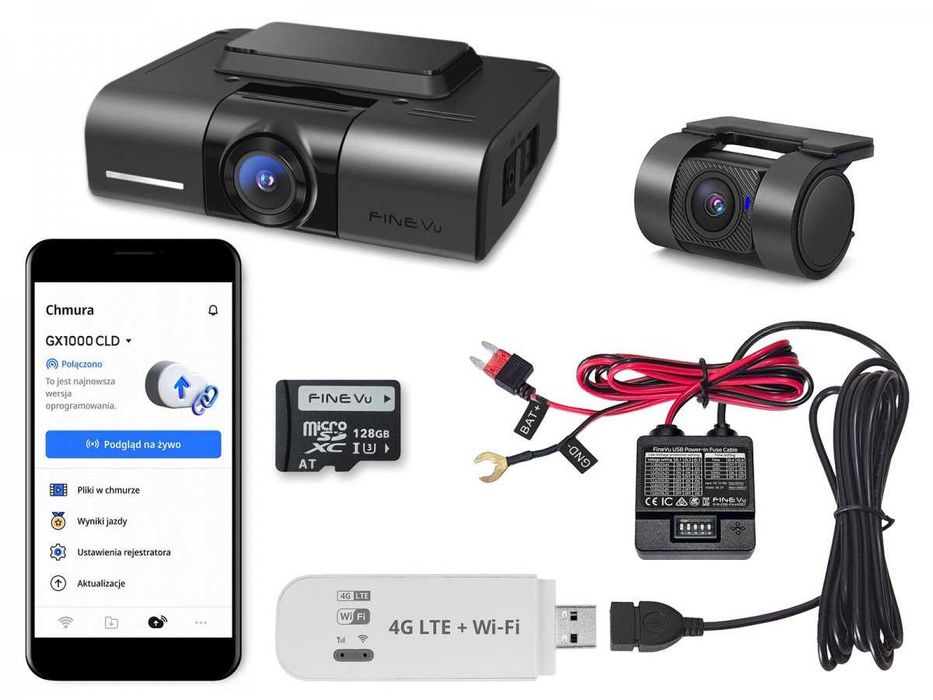 Wideorejestrator FineVu GX1000 QHD FHD 128 GB MODEM LTE Kielce montaż