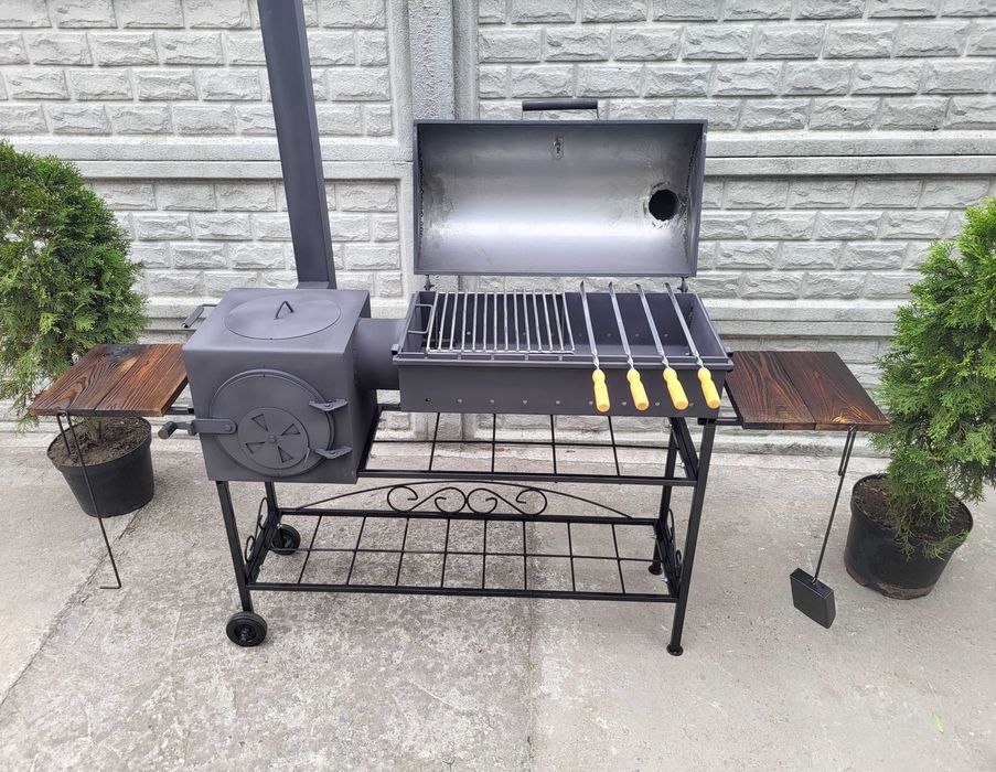 УСИЛЕННЫЙ! -17%! 3/5 мм! Мангал коптильня с печью под казан