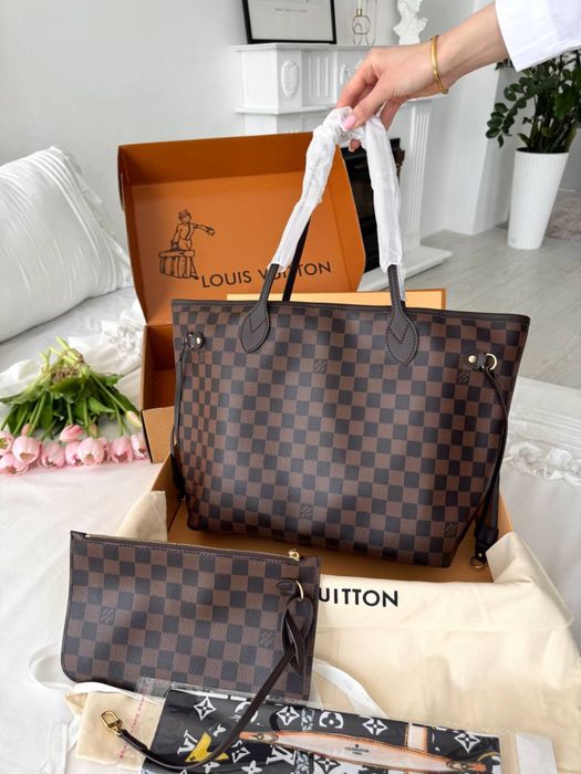 Сумка - шопер Louis Vuitton Neverfull, жіночий шопер, луі, неверфул
