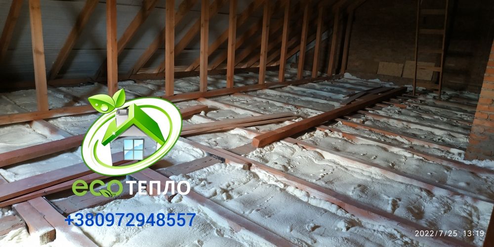 ППУ Утеплення Пінополіуретаном Мансард Дах Склад Ангар Піною Перекритя