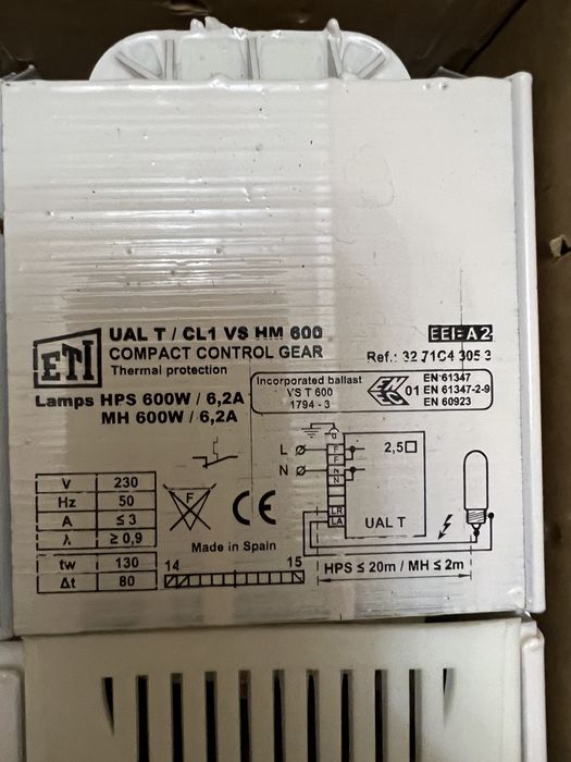 Електромагнітний баласт 600W ETI CONTROL GEAR ДНАТ