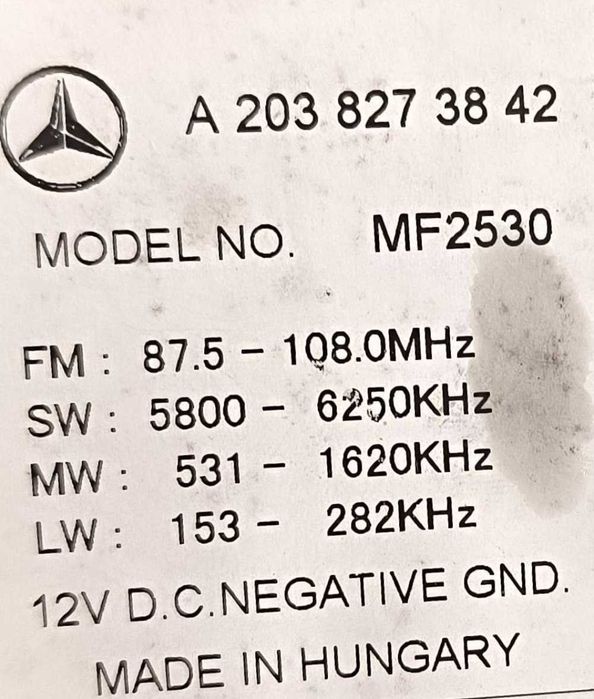 Rádio / Auto Rádio A2038273842 - MERCEDES-BENZ C-CLASS Coupé