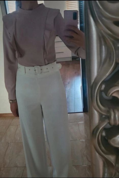 Bluzka brudny róż falbanki