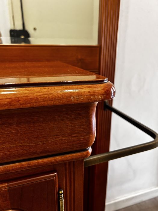 Móvel de entrada/recebidor de madeira com espelho