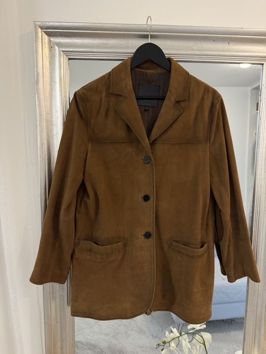 Шкіряний замшевий жакет та спідниця Massimo Dutti