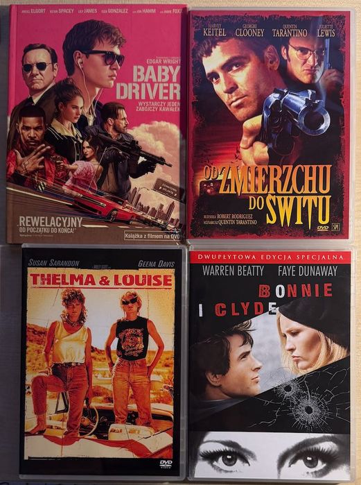 Pakiet 4x DVD Kultowa Sensacja | Bonnie i Clyde 2DVD, Baby Driver (Książka)