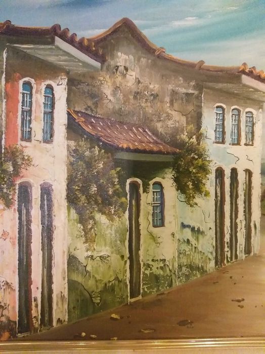 Quadro com pintura a óleo  em tela