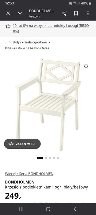 Zestaw mebli ogrodowych ikea drewniane białe technorattan