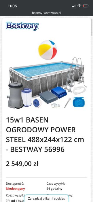 Basen Bestway 56996 wymiary 488x244x122