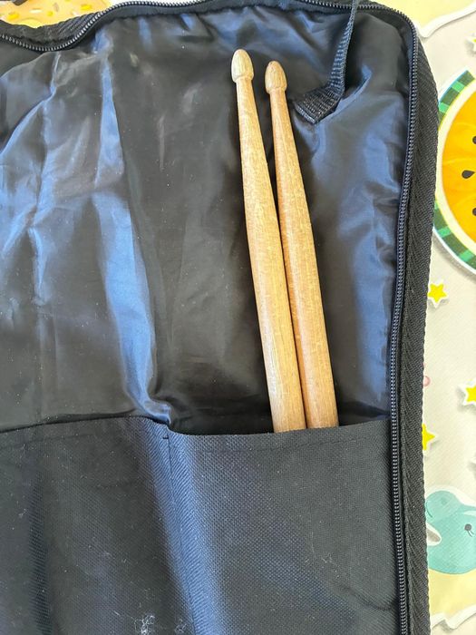 Pad de treino percussão + 8 baquetas + saco de transporte