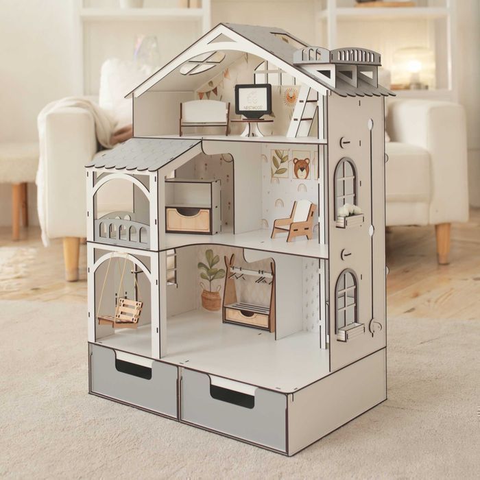 Ляльковий будинок Смарт з ящиками органайзерами +вітальня лол іграшки