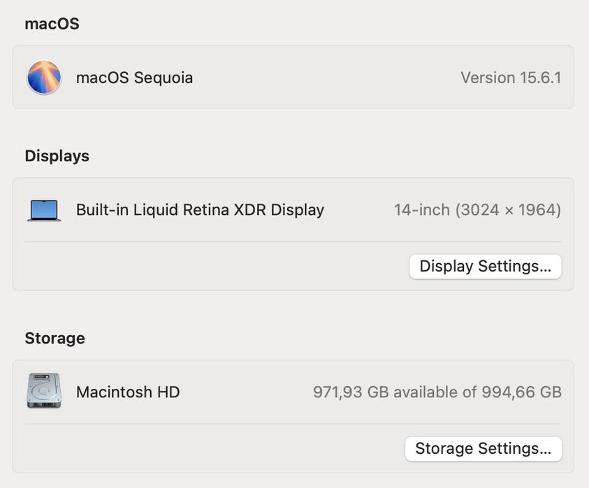 MacBook Pro 14’ 2021 M1 Pro 16Gb 1TB SSD 90%