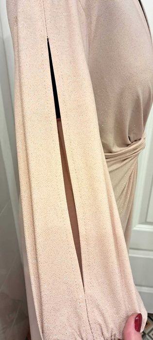 Złota brokatowa długa sukienka wieczorowa S/M/L/XL