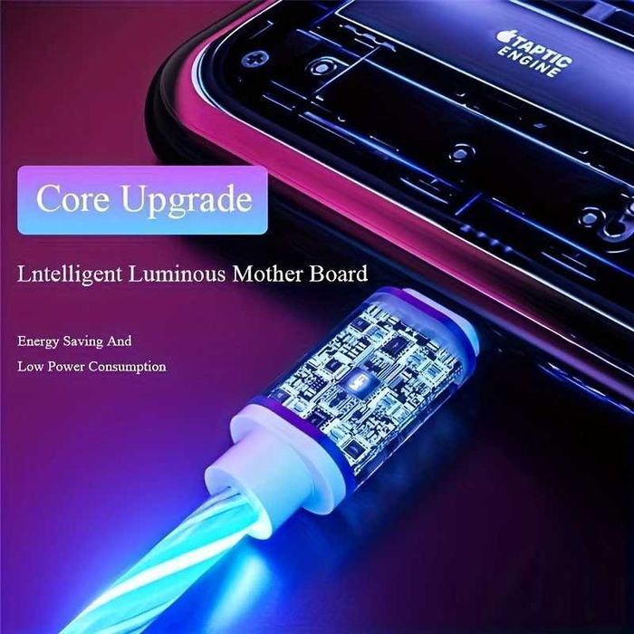 INNOWACYJNY kabel usb do usb-c podświetlenie LED 1m